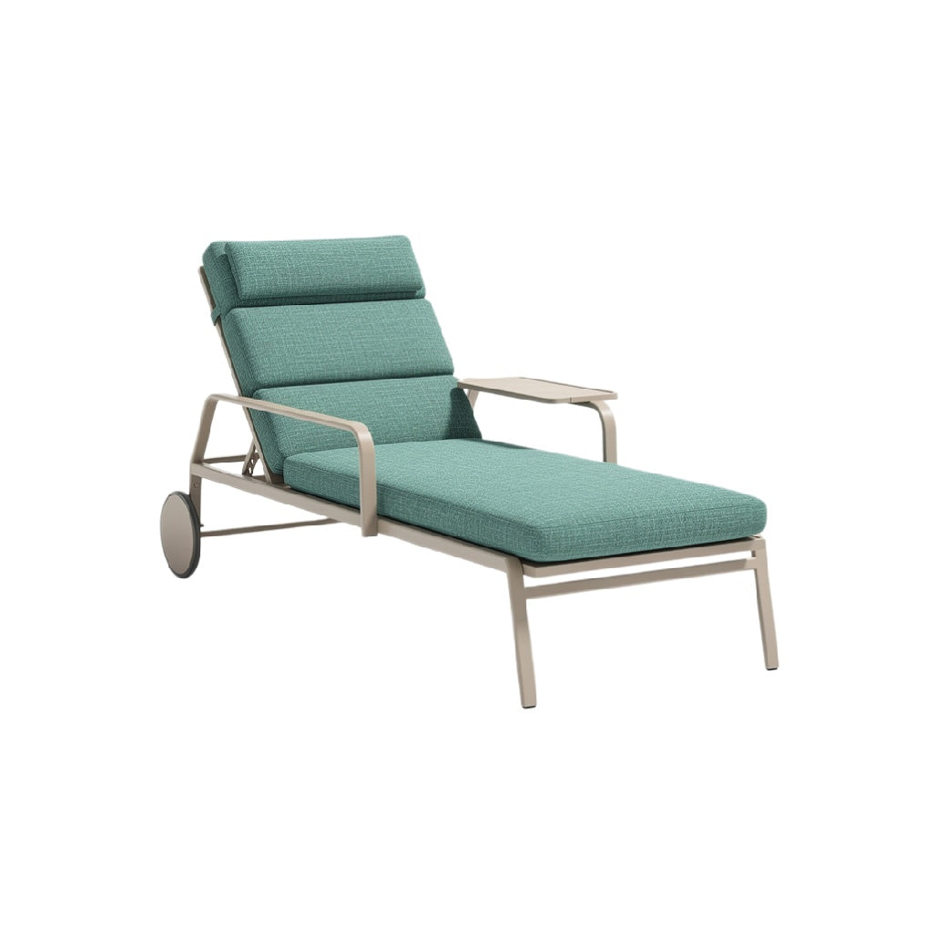 Modern Adjustable Chaise Lounge with Cushion and Side Table