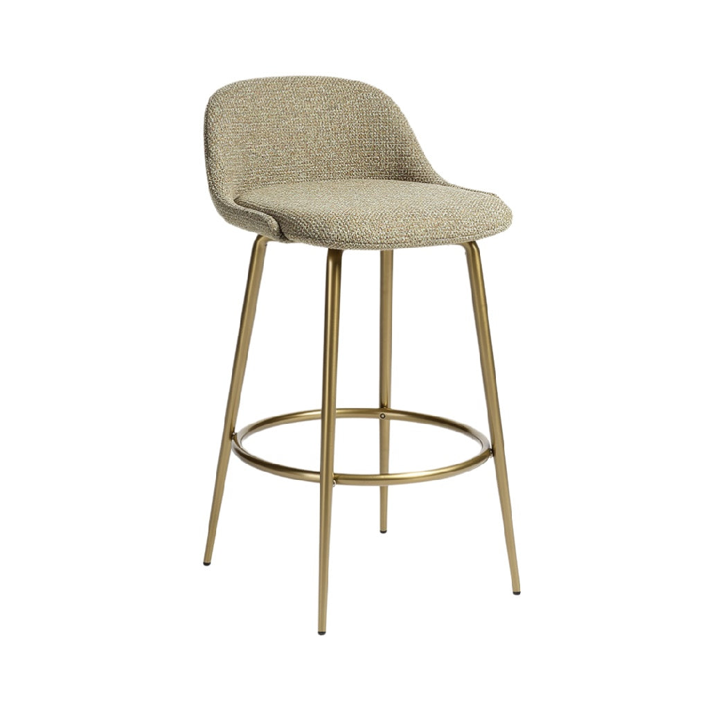 Modern Upholstered Bar Stool with Gold Legs